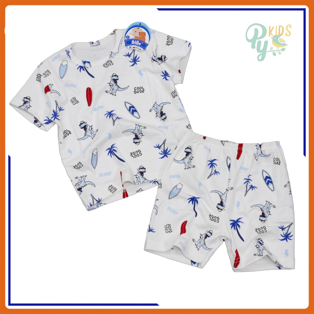 Đồ bộ tay ngắn hình thú thun cotton lụa bé trai 6-18kg Bibo