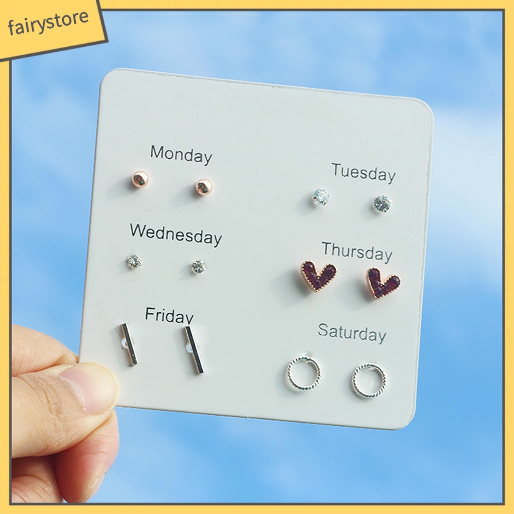 Set 6 Đôi Bông Tai Nhiều Kiểu Xinh Xắn Đáng Yêu Cho Nữ