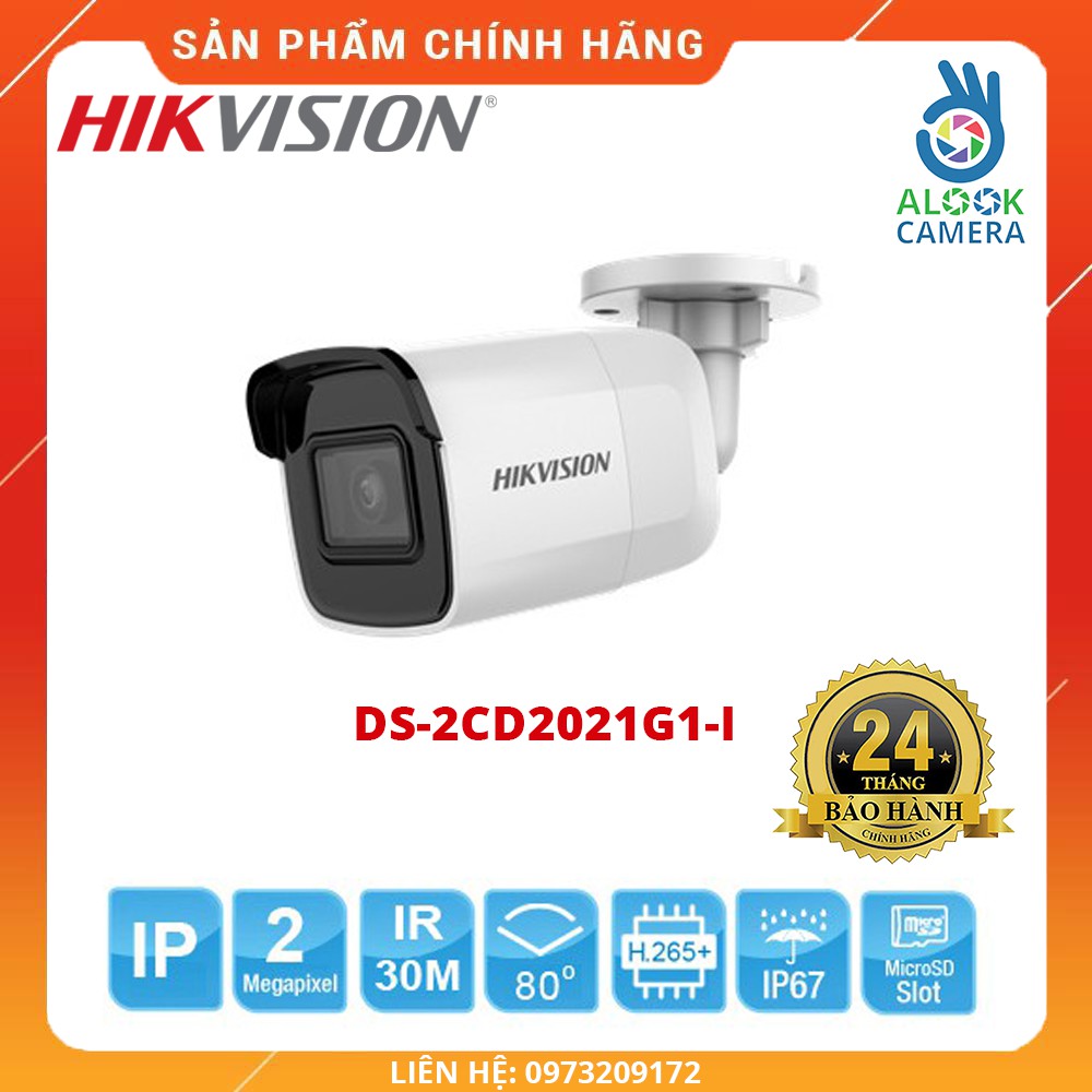 HÀNG CHÍNH HÃNG_Camera IP HIKVISION DS-2CD2021G1-I thân trụ hồng ngoại 2MP chuẩn nén H.265+_BẢO HÀNH 24 THÁNG