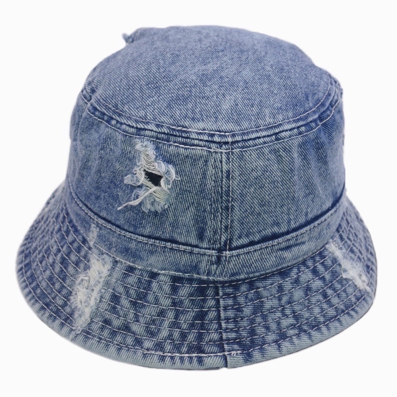 Mũ tai bèo jean rách nam nữ cá tính nón bucket rách - nón tai bèo Jeans demi rách Trơn cá tính