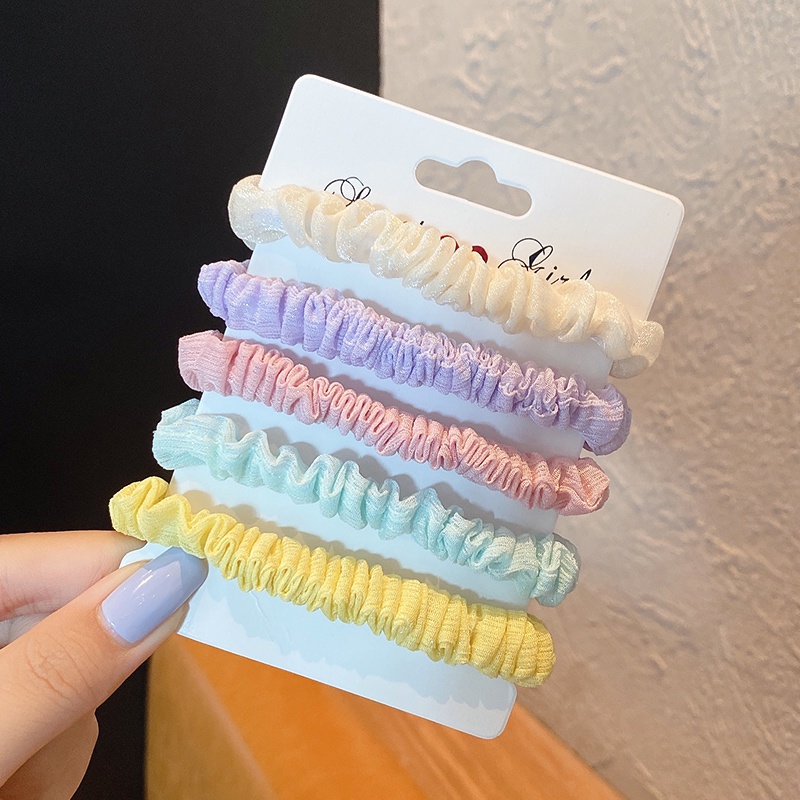 Set 3 dây buộc tóc cao su nhiều màu dễ thương phong cách Hàn Quốc