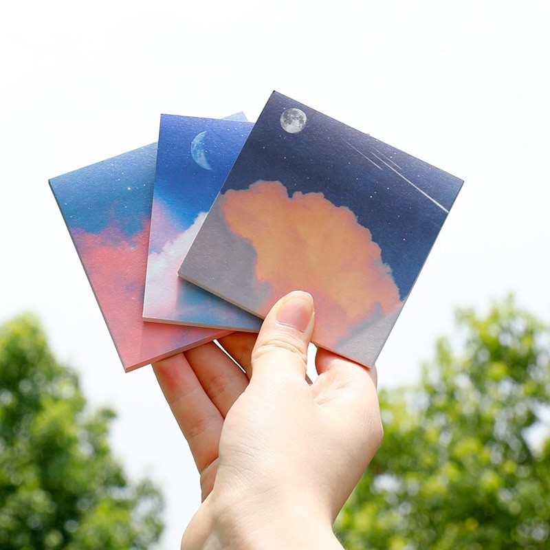 Combo 3 tập 90 tờ giấy note ghi chú tranh vẽ phong cảnh mây trời