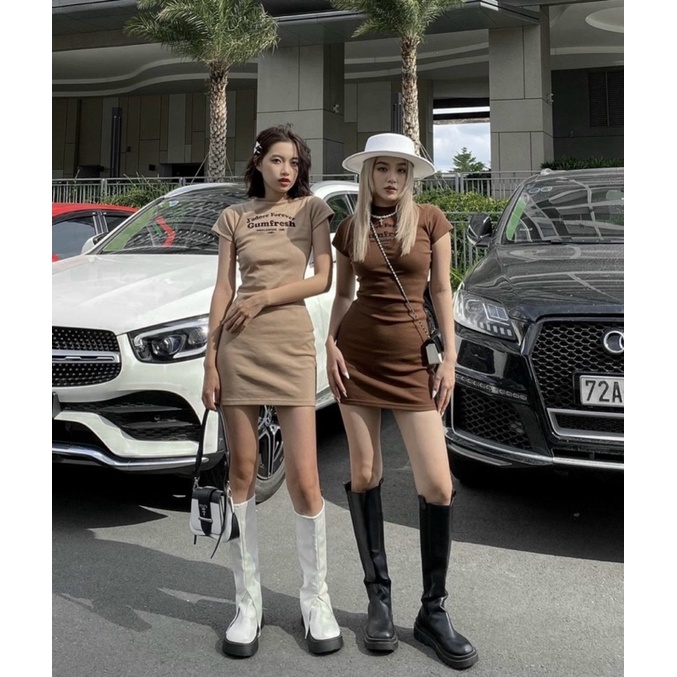 ĐẦM BODY THÊU CHỮ GUM 2M