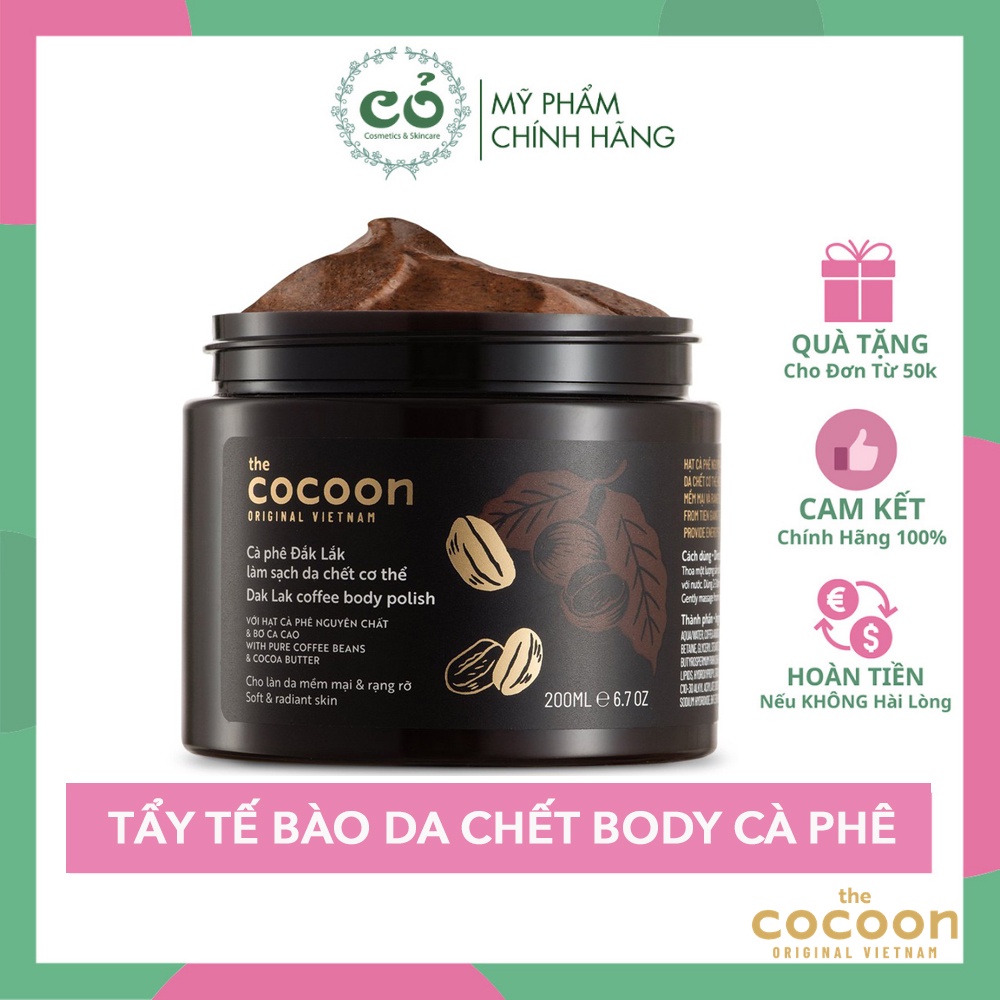 Tẩy Da Chết Toàn Thân COCOON Cà Phê Đắk Lắk Làm Sạch Da Chết Body 200ml