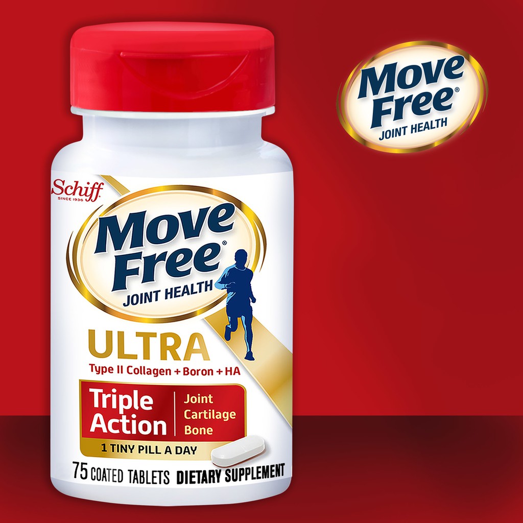 Schiff Move Free Ultra Triple Action tăng cường sức khỏe xương khớp, bệnh xương khớp, Chai 75 viên