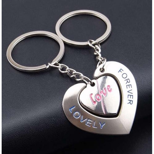 2 Móc khóa hợp kim hình trái tim độc đáo, lãng mạn dùng làm quà tặng ngày Valentine cho cặp đôi