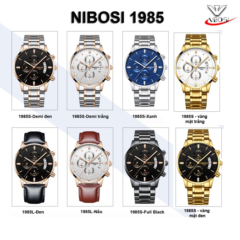 Đồng hồ nam NIBOSI dây thép lưới chạy 6 kim style doanh nhân 1985M | BigBuy360 - bigbuy360.vn