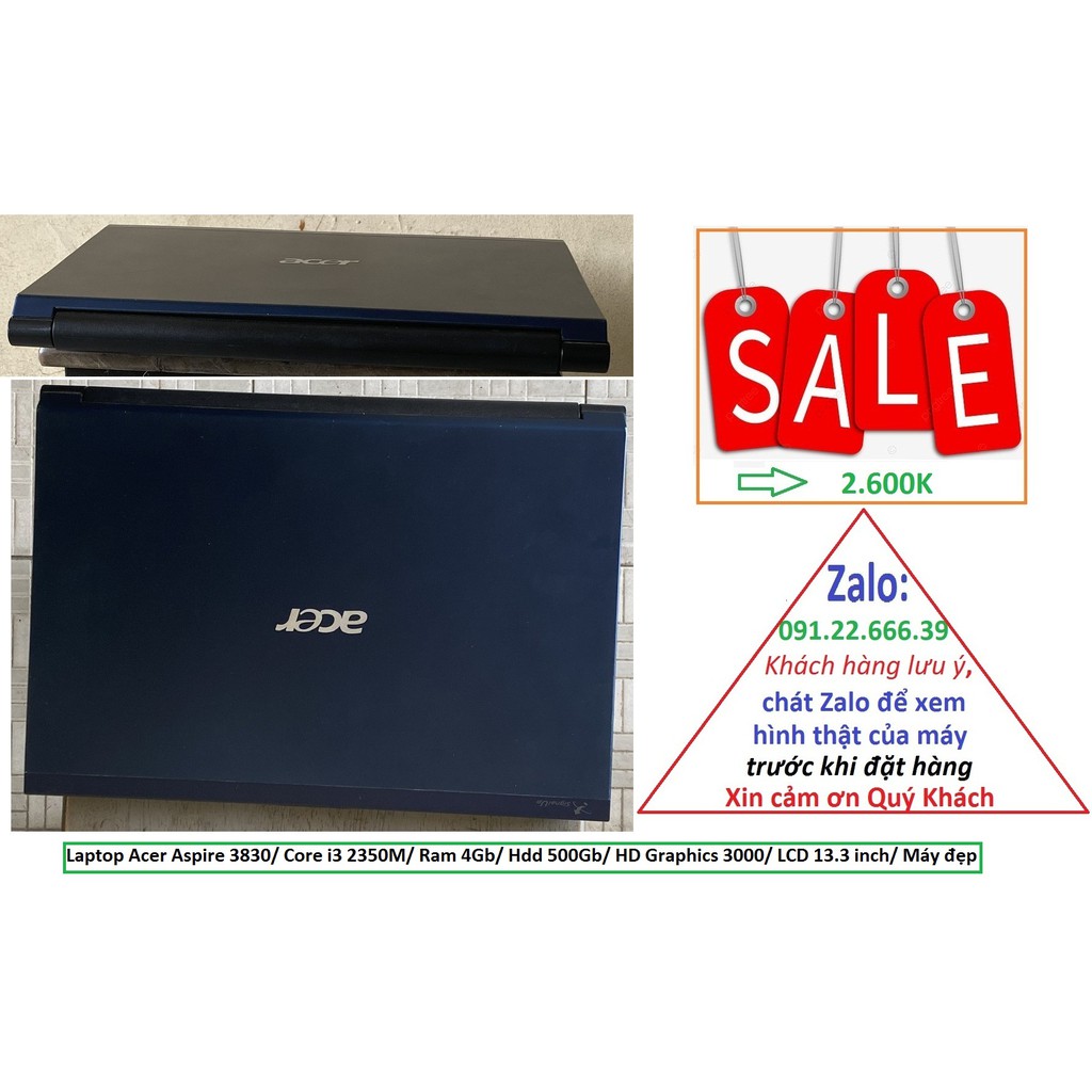 Laptop Acer Aspire 3830/ Core i3 2350M/ Ram 4Gb/ Hdd 500Gb/ HD Graphics 3000/ LCD 13.3 inch/ Máy đẹp | BigBuy360 - bigbuy360.vn