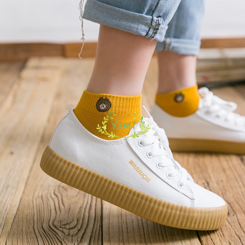 Unisex cotton mắt cá chân gấu dễ thương Motif❤Yimi❤