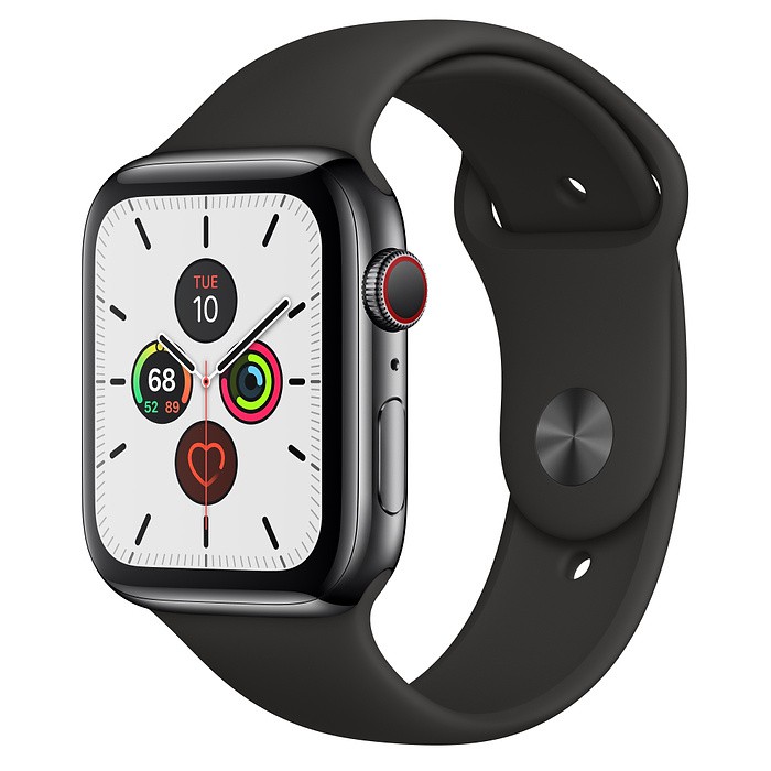 Đồng Hồ Thông Minh Apple Watch Series 5 44mm Space Black Stainless Steel Case with Black Sport Ban