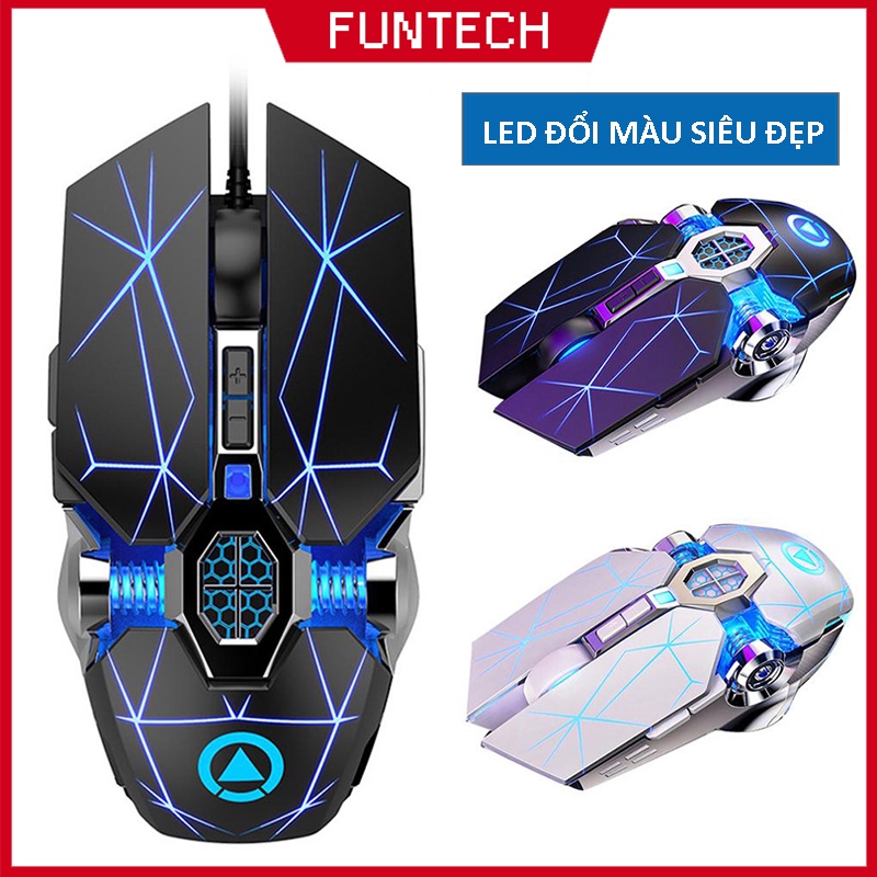 Chuột gaming máy tính có dây FUNTECH G9 PRO Led 7 màu siêu đẹp điều chỉnh được DPI