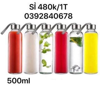 Com bo 7 Bình thủy tinh đựng nước, bình detox có quai