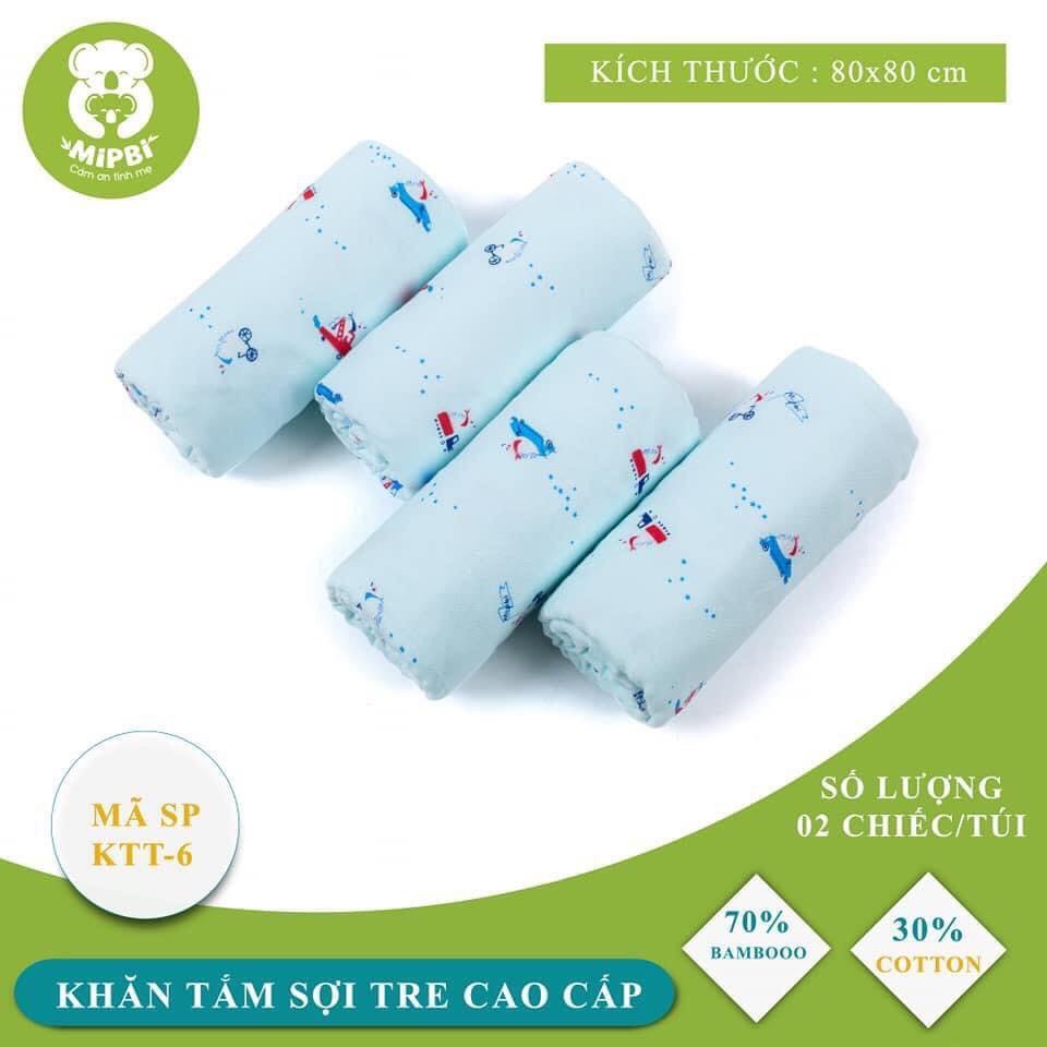 Khăn tắm cho bé ⚡CAO CẤP⚡ 70% sợi tre Mipbi 6 lớp. Khăn tắm sợi tre chất liệu mềm mịn kích thước 80x80 cm