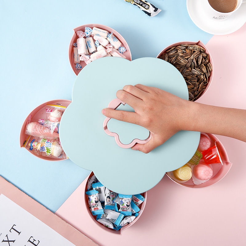 Khay đựng trái cây xoay được kèm giá đỡ điện thoại sáng tạo