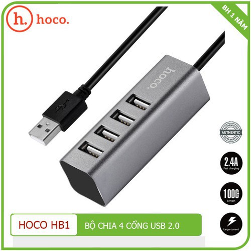 Bộ chia cổng USB Hoco HB1 Type C ra 4 cổng USB 2.0 hàng chính hãng