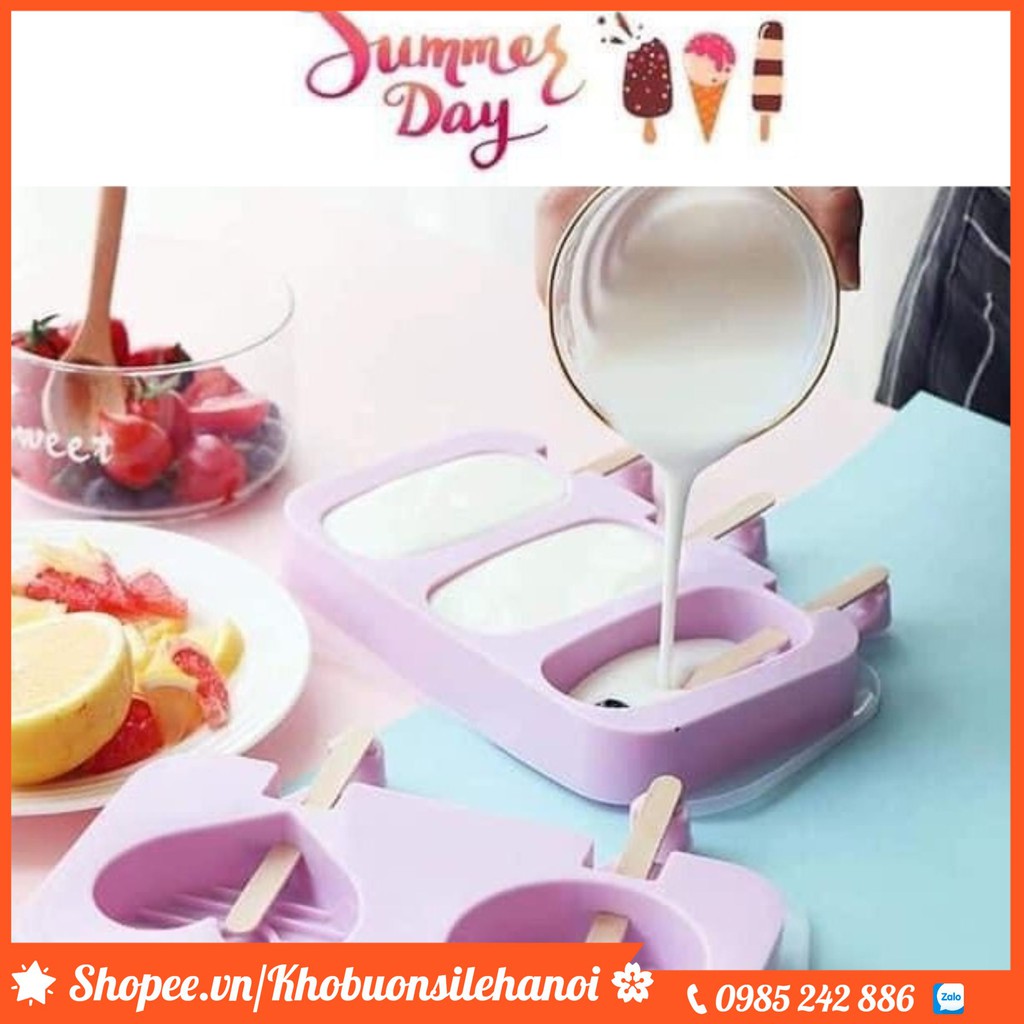 Khuôn Kem Khuôn Thạch Silicon Đa Năng_KÈM 100 QUE