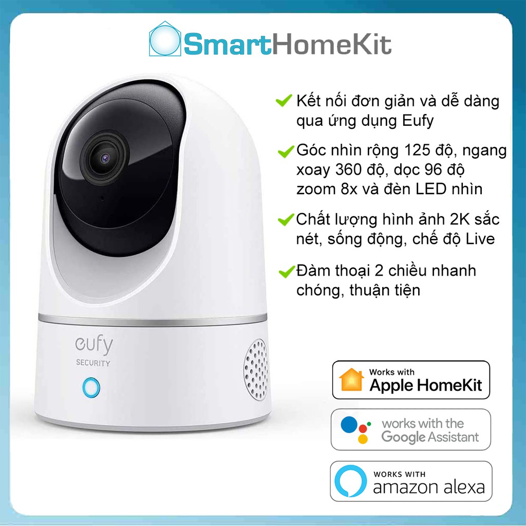 Camera xoay 360 độ Eufy Indoor Pan &amp; Tilt Anker (T8410) - HD 2K, AI thông minh