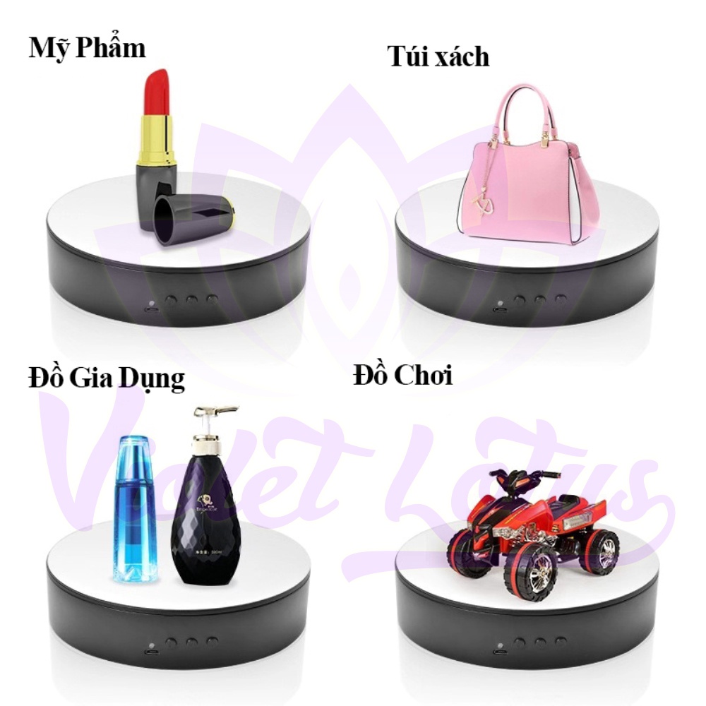 Đế xoay bàn xoay trưng bày sản phẩm xoay 360 độ trái phải size 15cm 20cm25cm32cm pin_ điện 220v