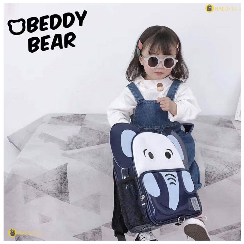 [GIAO HỎA TỐC] Balo Beddybear Đi Học Cho Bé Trai / Gái từ 2 Tuổi Họa Tiết Con Voi Happy Paradise