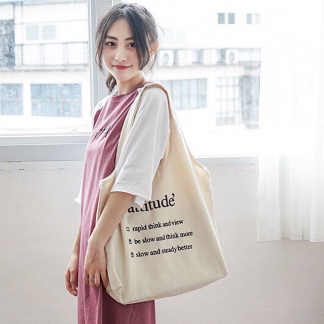 Túi Vải Tote Attitude Hot Trend Hàn Quốc