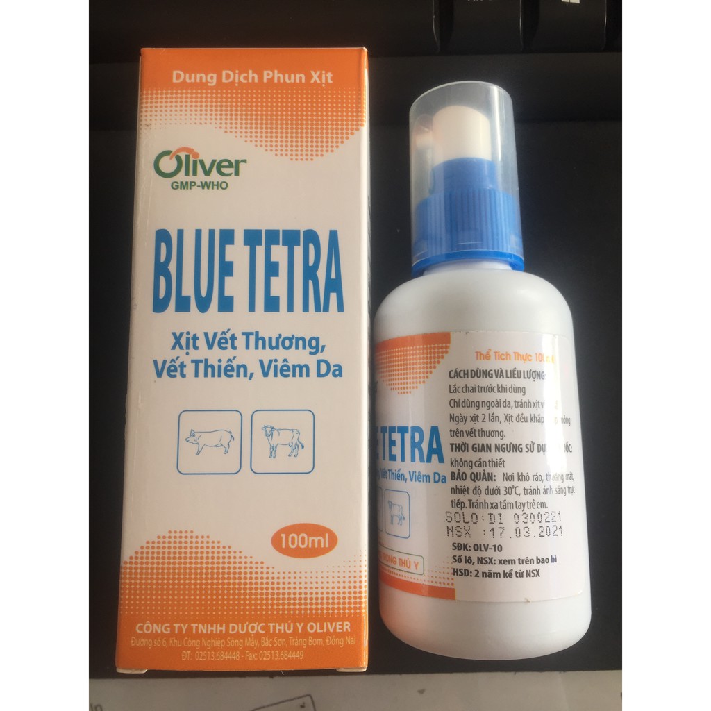 Chai xịt giúp vết thương Blue Tetra mau lành dùng cho gia súc 100ml