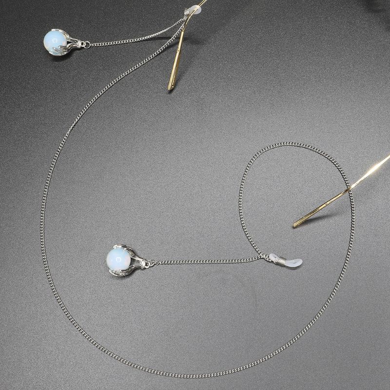 Youyo Dây Xích Gắn Mắt Kính Chống Trượt Bằng Bạc Sang Trọng Thời Trang Cho Nữ