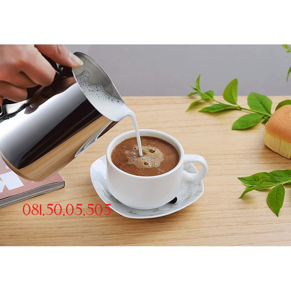 Ca đánh sữa inox (có vạch chia) 350ml - 550ml - 1 Lít-  Lọ rắc bột inox Bút vẽ latte Tạo bọt cà phê Khuôn capuchino