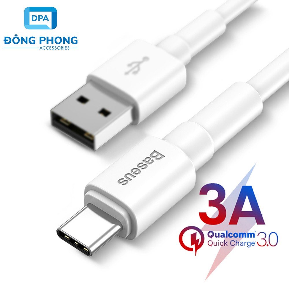 Cáp Sạc Nhanh Baseus Mini White Chính Hãng Cổng Type C ( Quick Charging & Sync Data TPE Cable )
