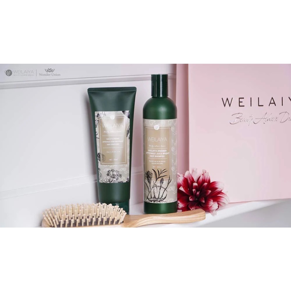 Gội Xả Chiết Xuất Gừng Hà Thủ Ô Weilaiya Zingiber Officinale Juice Bright Dầu Gội Thảo Dược Kích Thích Mọc Tóc