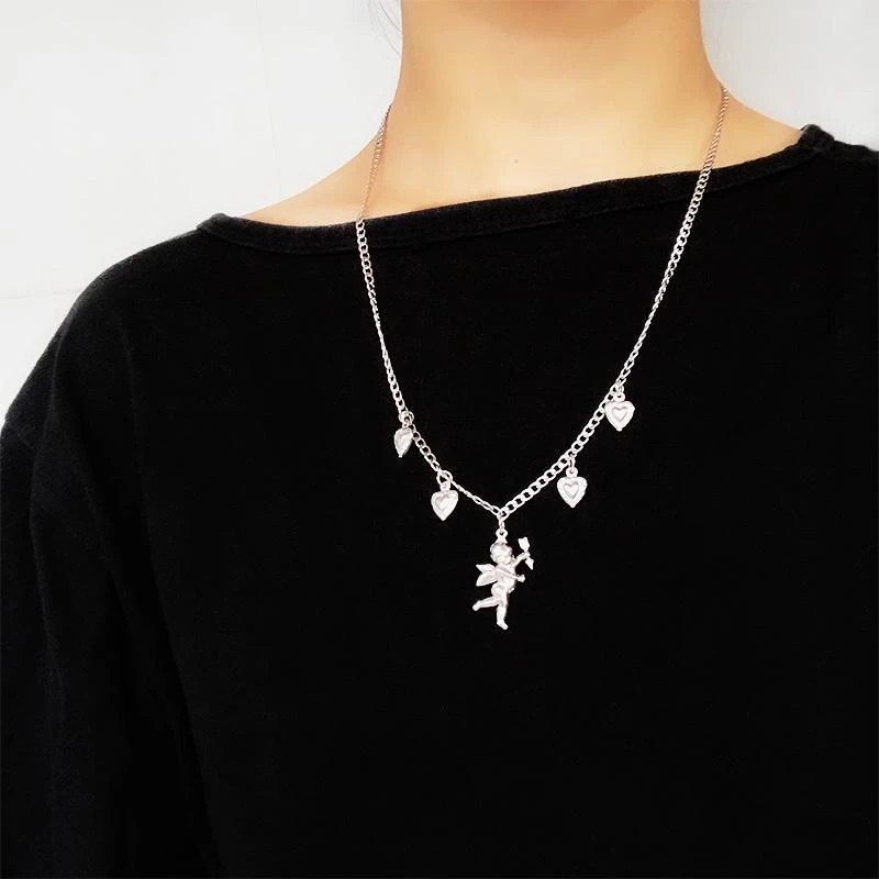 Dây chuyền nữ mặt Thiên Thần Tình Yêu Cupid &amp; trái tim cực đẹp