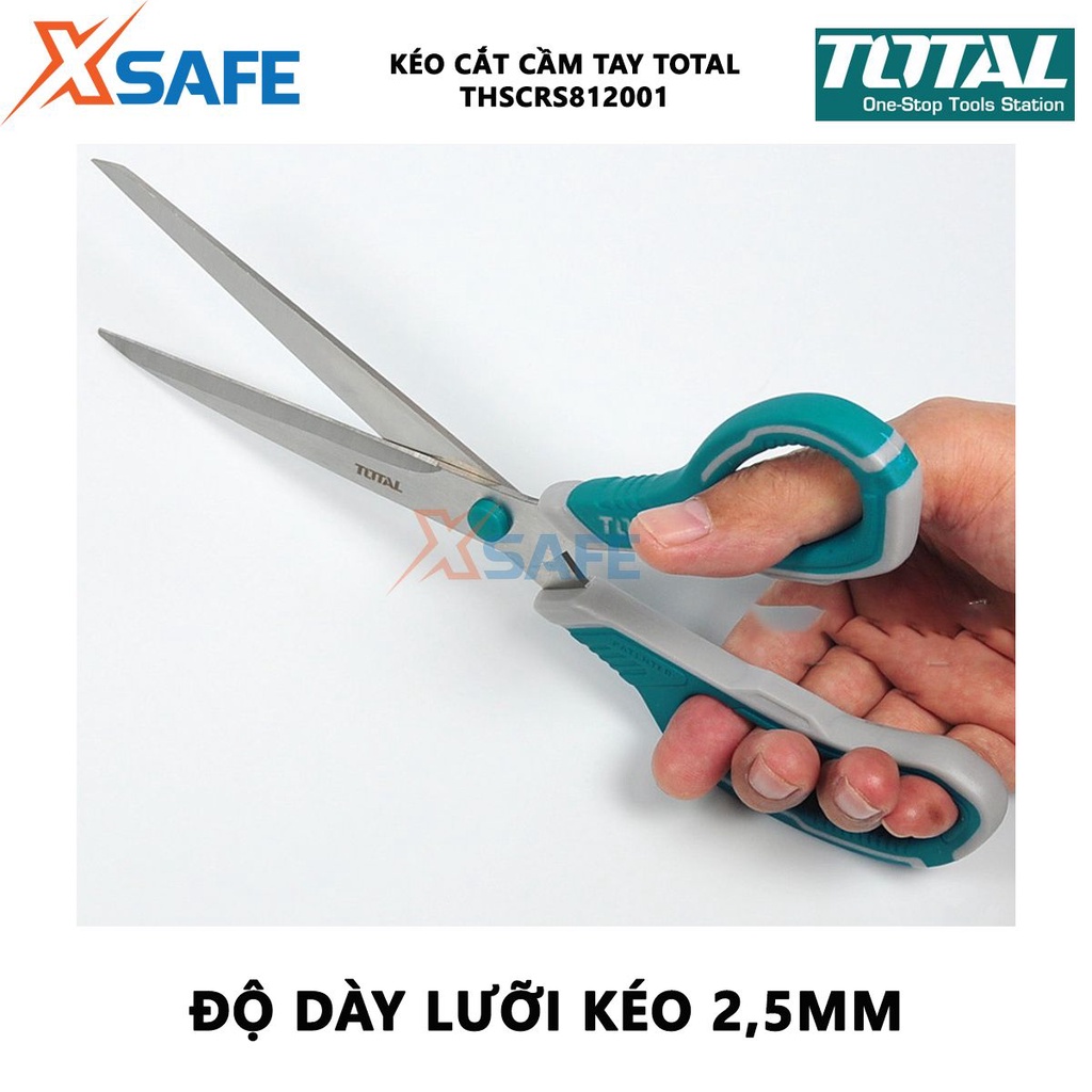 Kéo cắt giấy TOTAL Kéo cầm tay chất liệu thép không gỉ, độ dày lưỡi dao 2.5mm, tay cầm TOTAL kiểu dáng độc đáo