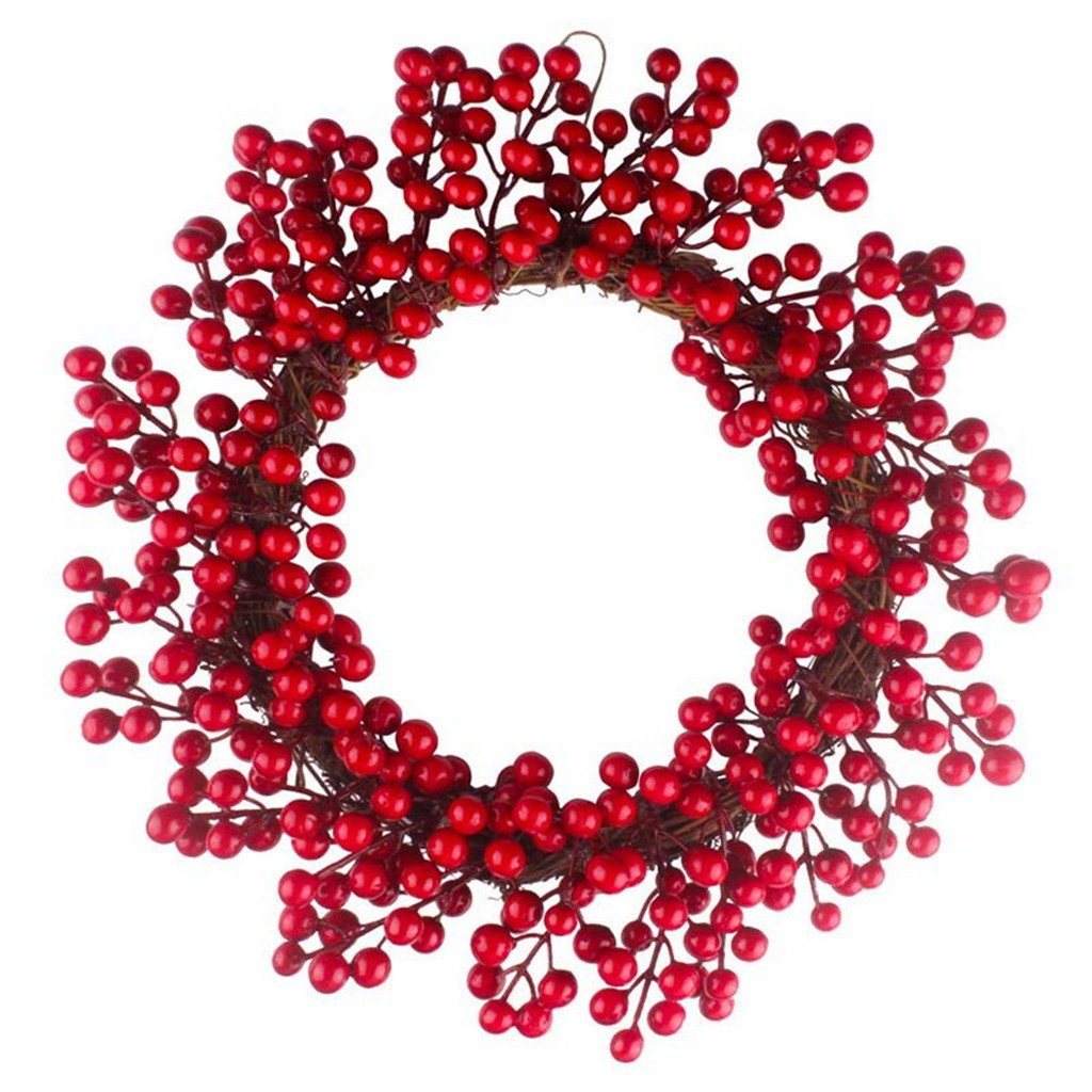 forkoobe.vn 30/35/40cm Red Berries Christmas Wreath Red Wreath Hanging Christmas Decoration