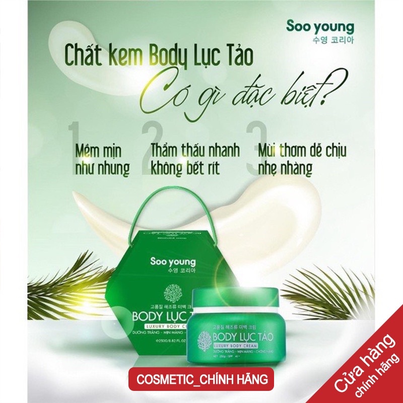 [CHÍNH HÃNG + QUÀ TẶNG] Kem Dưỡng Trắng Da Body Lục Tảo Soo Young.