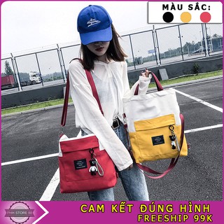 Túi Vải Tote vàng hộp xanh đỏ,chất vải bố tặng gấu dễ thương.