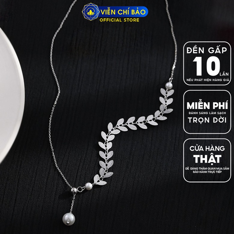 Dây chuyền bạc nữ Dương xỉ hạt châu Choker bạc 925 thời trang phụ kiện trang sức nữ Viễn Chí Bảo D000130x