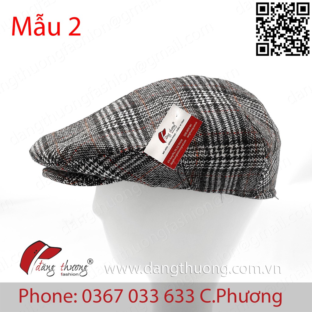Mũ nồi nam DẠ DÀY DẶN caro bere beret nỉ dạ cho người trung niên, cao tuổi phong cách cổ điển màu NÂU CARO