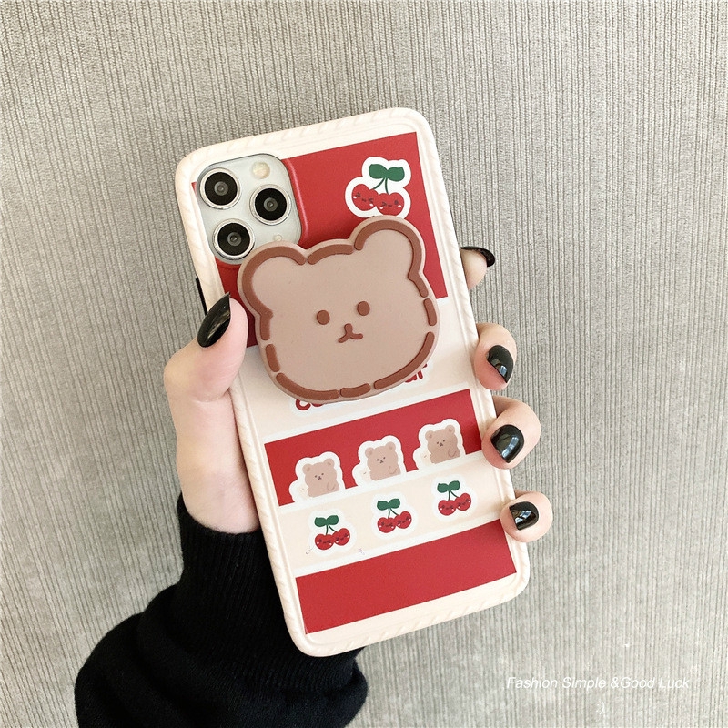 Ốp Điện Thoại In Hình Gấu Và Quả Cherry Xinh Xắn Cho Iphone 7 / 8plus | BigBuy360 - bigbuy360.vn