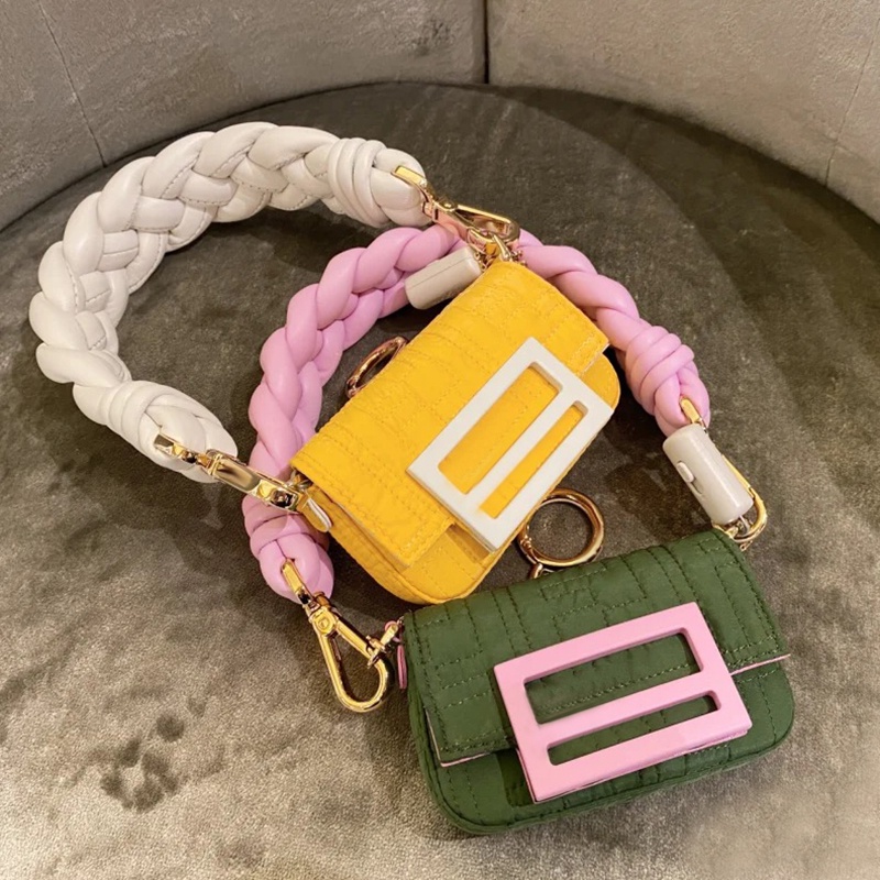 Túi đeo vai IELGY thiết kế dây bện màu tương phản thời trang dành cho nữ