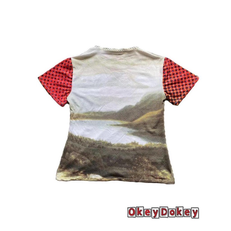 Áo Thun Nữ Tay Ngắn Phong Cách Harajuku Họa Tiết Đôi Môi Thần Tiên 2000s Y2K