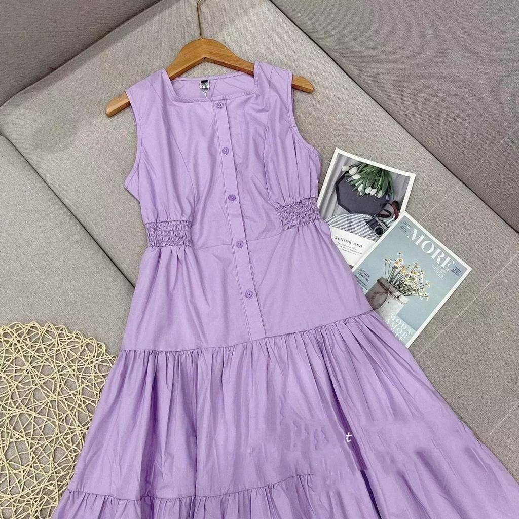 ĐẦM NHÚN THUN EO CÀI NÚT THẬT 3 màu rực rỡ đi làm,đi tiệc,dạo phố trẻ trung