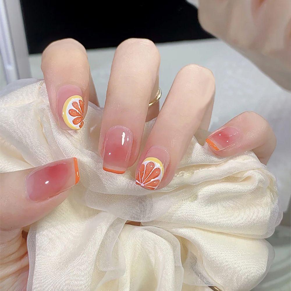 Bộ Móng Tay Giả Hình Dưa Hấu / Trái Cây Dạng Nhấn Thời Trang Hàn Quốc Có Thể Tháo Rời