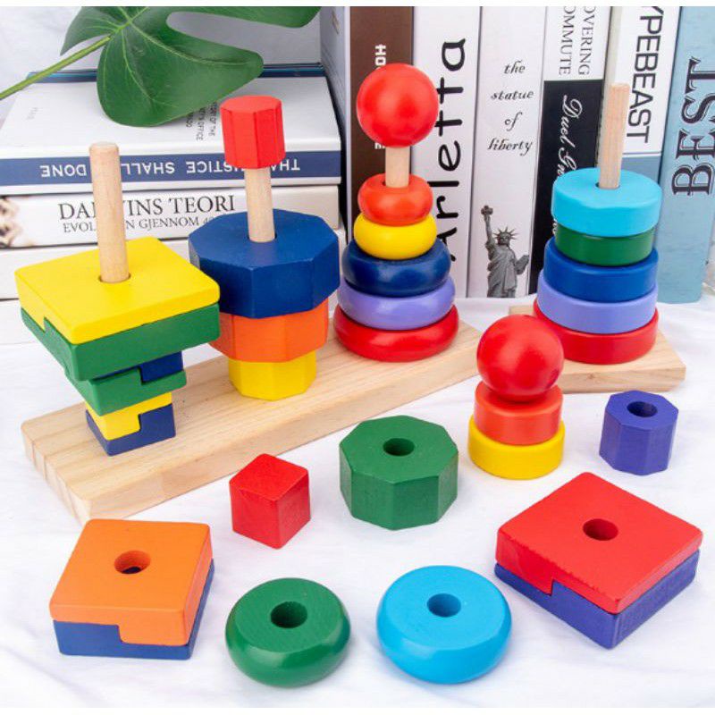 Tháp Xếp Chồng 7 Sắc Cầu Vồng Cho Bé Phát Triển Trí Tuệ