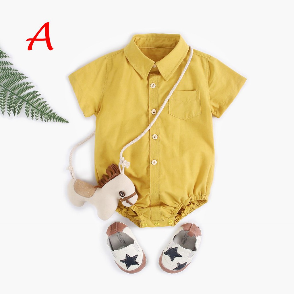Áo liền quần cotton 1 màu phong cách mùa hè mới cho bé