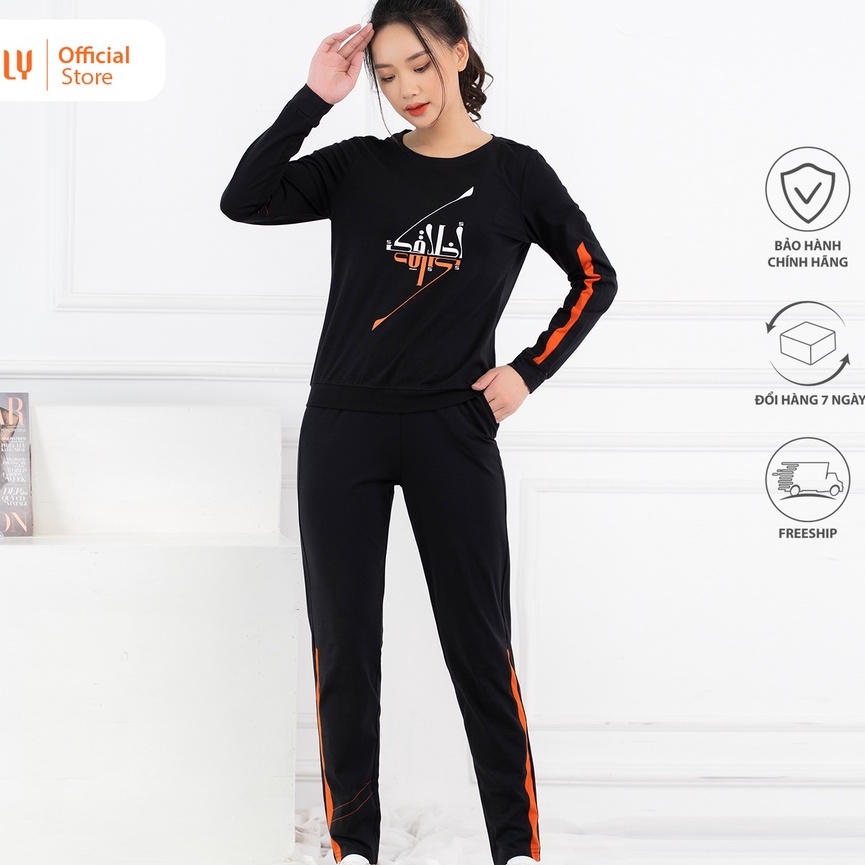 Bộ đồ mặc nhà nữ thể thao cotton SUNFLY áo dài quần dài SS5581
