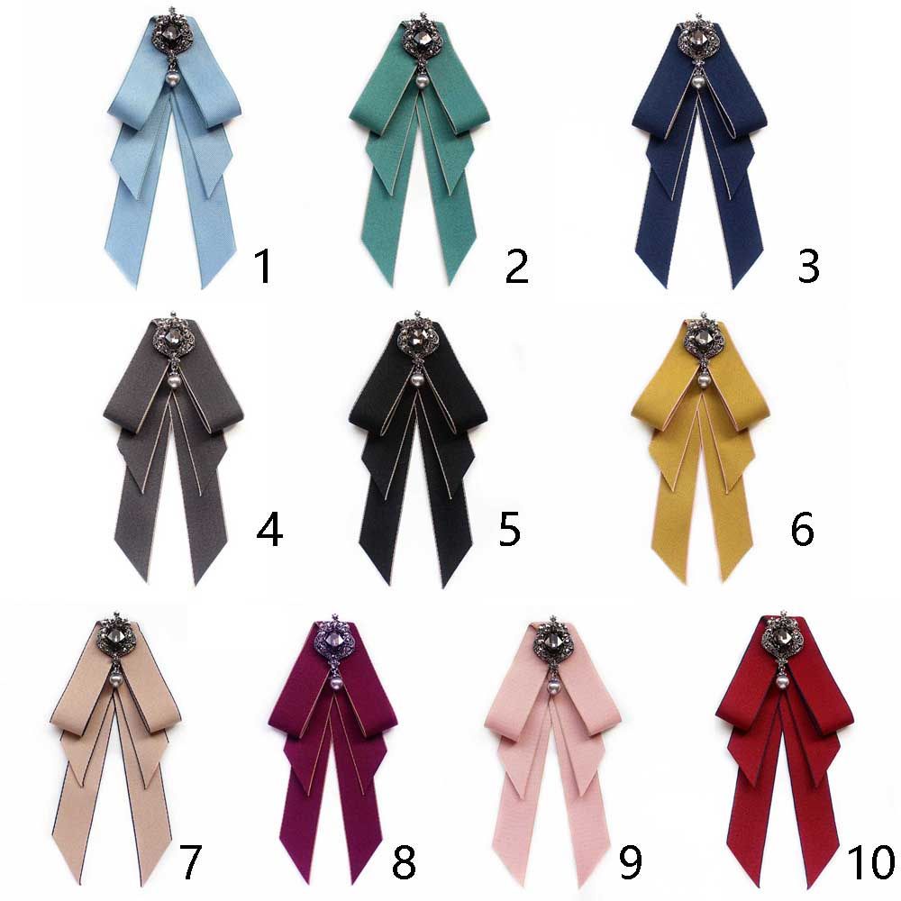 Ghim cài cổ áo sơ mi nơ ruy băng đính đá kim cương thanh lịch cho nam và nữ