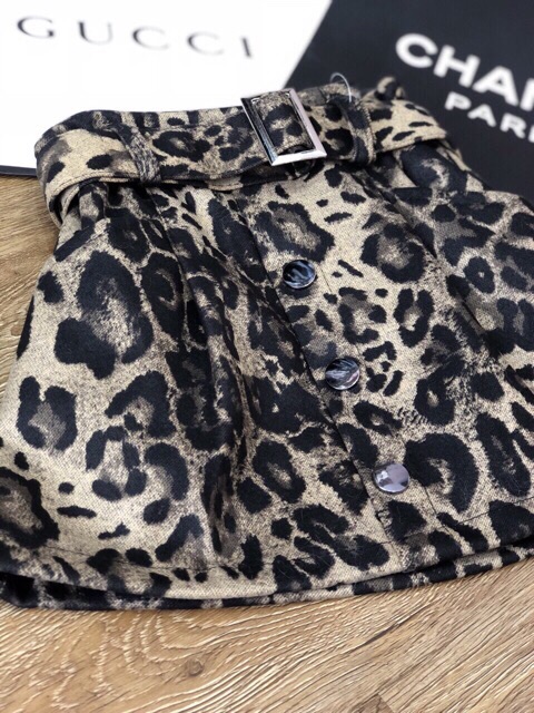 Chân váy da báo lót nỉ lông dày dặn bé gái