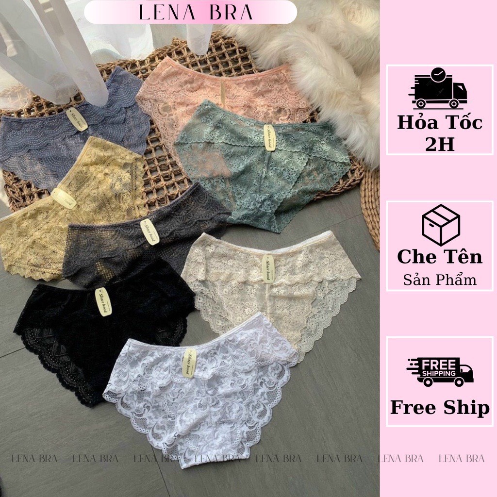 Quần lót nữ LENABRA, quần lót ren họa tiết xuyên thấu mềm mại gợi cảm