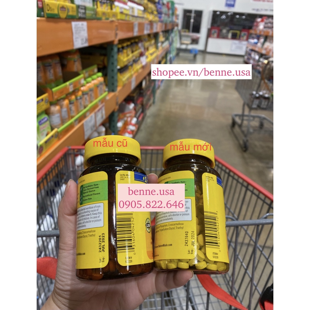 Viên uống bổ sung sắt Nature Made Iron 65 mg  150 viên của Mỹ