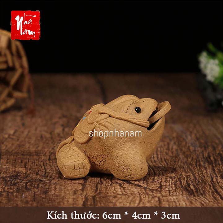 Tượng thiềm thừ cóc tài lộc gốm tử sa trang trí nhà cửa phụ kiện cóc trang trí bàn trà