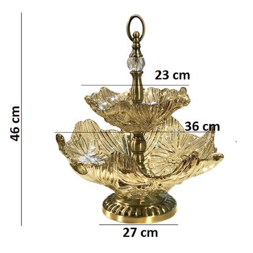 Khay đựng hoa quả thuỷ tinh 2 tầng cao cấp